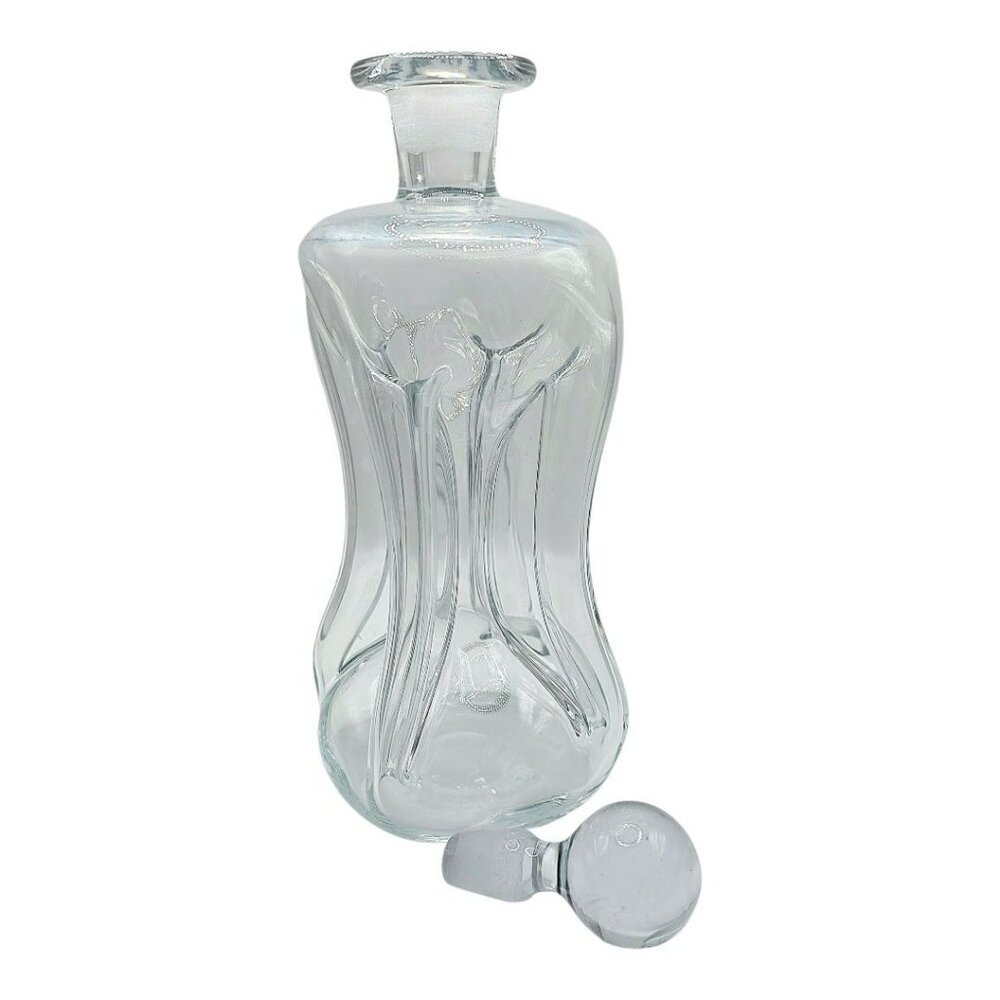 VTG Holmegaard Kluk Alcohol Decanter Danish Stopper Pinch Art Glass Blue Tint - Picture 7 of 15